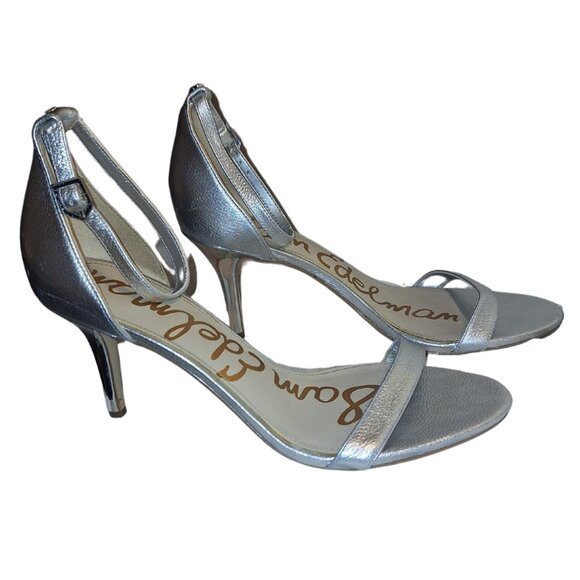 Sam Edelman Shoes - Sam Edelman Metallic Silver Ankle Strap Sandal with Heel Size 10 – Bridal